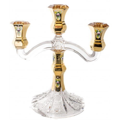 Crystal Candlestick 500K Gold II, color clear crystal, height 255 mm