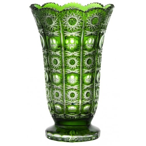 Crystal vase Petra, color green, height 305 mm