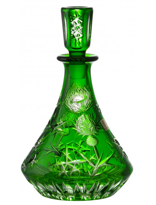 Crystal bottle Thistle, color green, height 800 mm