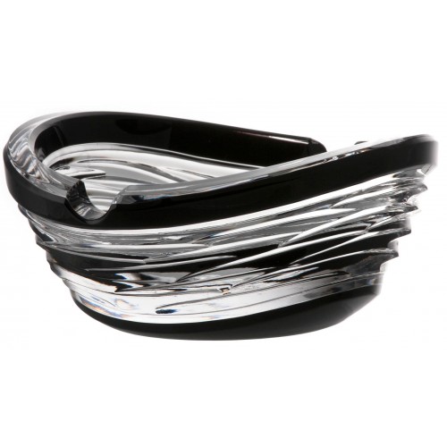 Crystal ashtray Poem, color black, diameter 135 mm