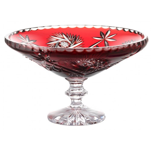 Crystal footed bowl Pinwheel, color ruby, diameter 280 mm