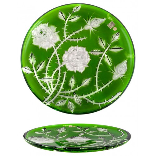 Crystal plate Rose, color green, diameter 300 mm