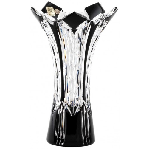 Crystal vase Peel, color black, height 255 mm