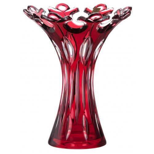 Crystal Vase Flamenco, color ruby, height 250 mm
