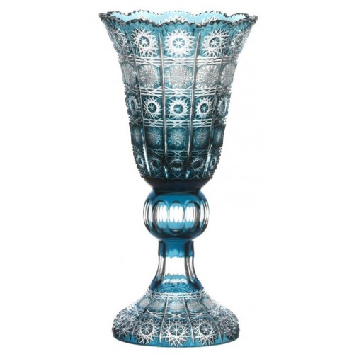Crystal Vase Paula, color azure, height 355 mm
