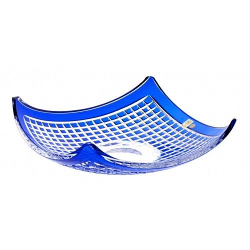Crystal Bowl Quadrus, color blue, diameter 350 mm