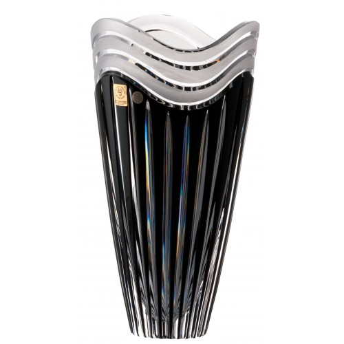 Crystal vase Dune, color black, height 270 mm