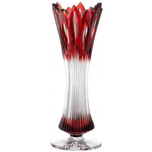 Crystal vase Flame, color ruby, height 305 mm