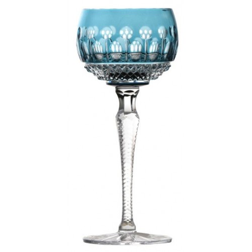 Crystal wine glass Tomy, color azure, volume 190 ml
