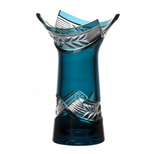 Crystal Vase Laurel, color azure, height 185 mm