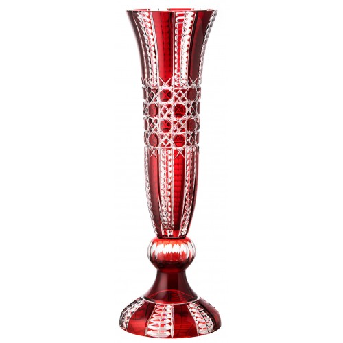 Crystal vase Octagon, color ruby, height 585 mm