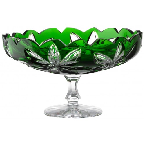 Crystal footed bowl Linda, color green, diameter 330 mm