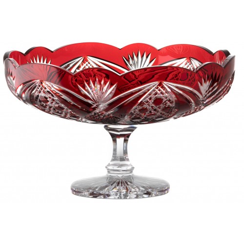 Crystal footed bowl Beata, color ruby, diameter 330 mm