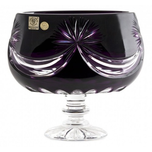Crystal Footed Bowl Topknot, color violet, diameter 205 mm