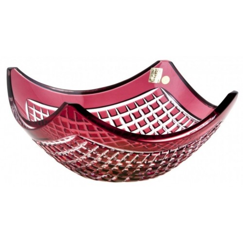 Crystal Bowl Quadrus, color ruby, diameter 280 mm