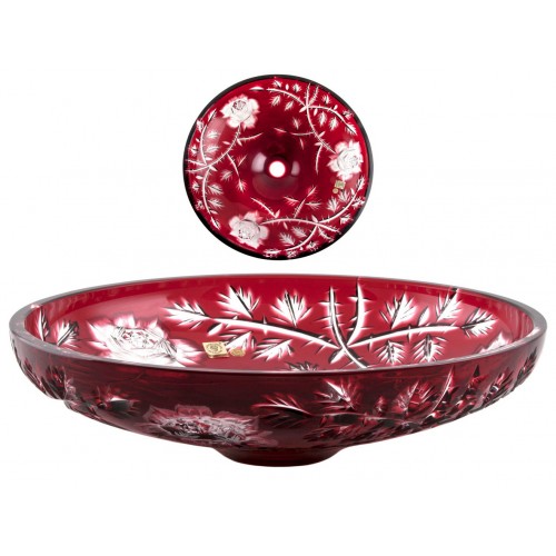 Crystal bowl Rose, color ruby, diameter 340 mm