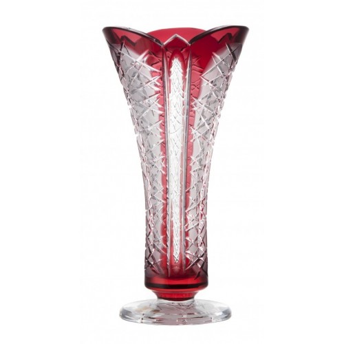 Crystal Vase Frigus, color ruby, height 300 mm