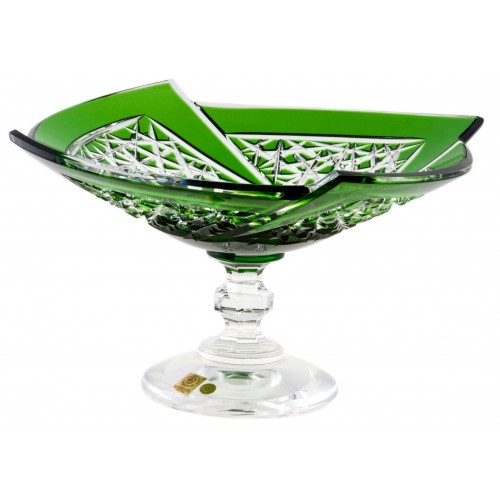 Crystal footed bowl Fan, color green, diameter 310 mm