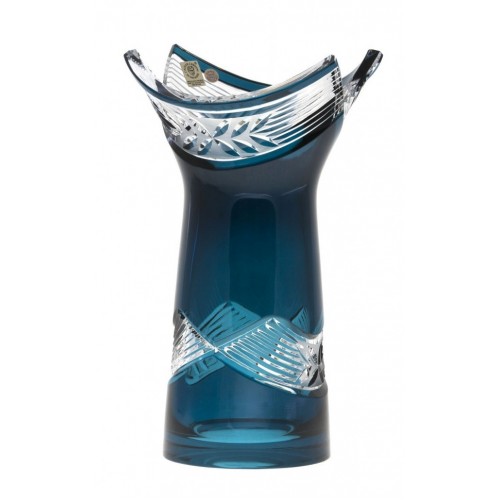 Crystal Vase Laurel, color azure, height 255 mm