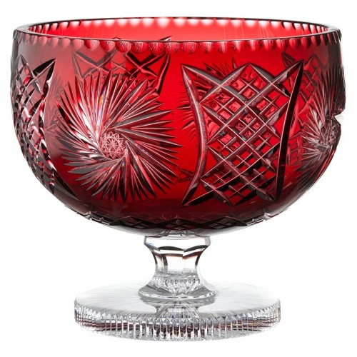 Crystal footed bowl Pinwheel, color ruby, diameter 290 mm