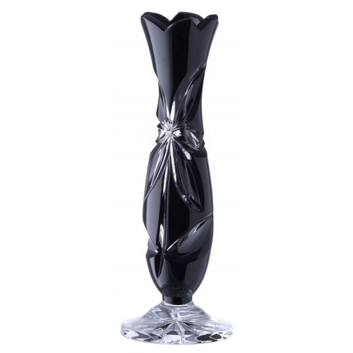 Crystal vase Linda, color black, height 180 mm