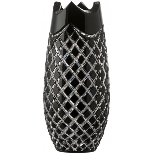 Crystal vase Quadrus, color black, height 230 mm
