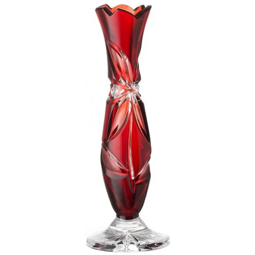 Crystal vase Linda, color ruby, height 205 mm