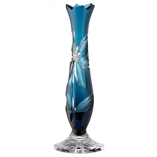 Crystal vase Linda, color azure, height 230 mm