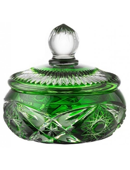 Crystal box Nordika, color green, height 165 mm