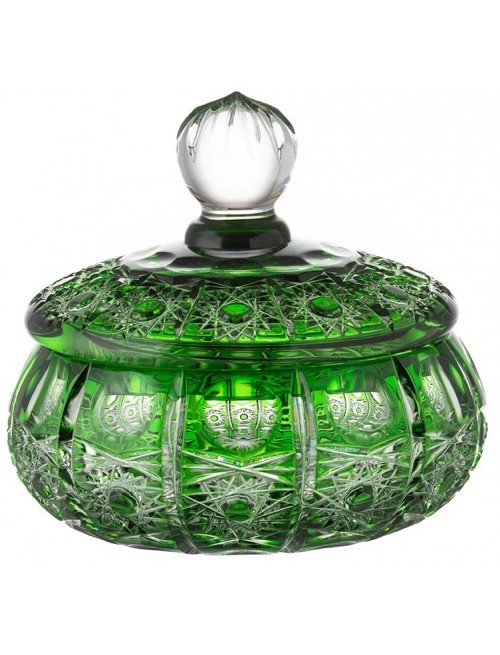 Crystal box Petra, color green, height 165 mm