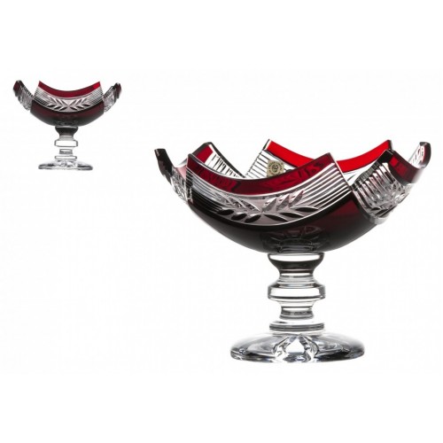 Crystal Footed Bowl Laurel, color ruby, diameter 230 mm