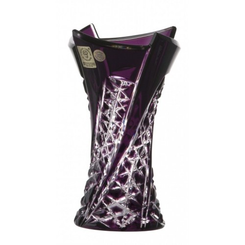 Crystal Vase Fan, color violet, height 155 mm