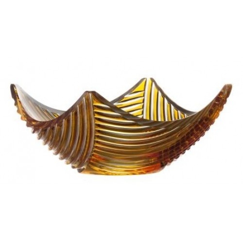 Crystal Bowl Linum, color amber, diameter 280 mm
