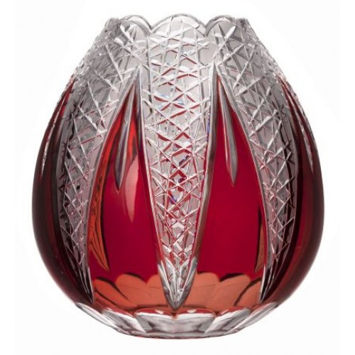 Crystal vase Flowerbud, color ruby, height 280 mm