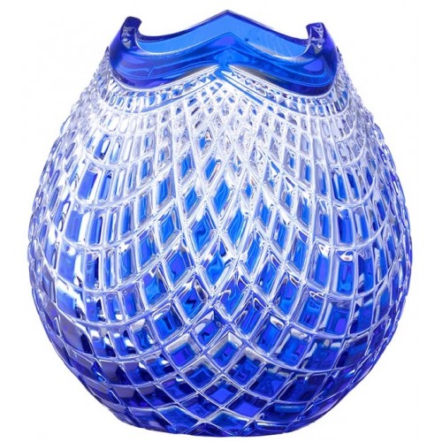 Crystal vase Quadrus, color blue, height 135 mm
