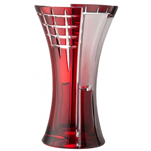Crystal vase Metropolis, color ruby, height 205 mm