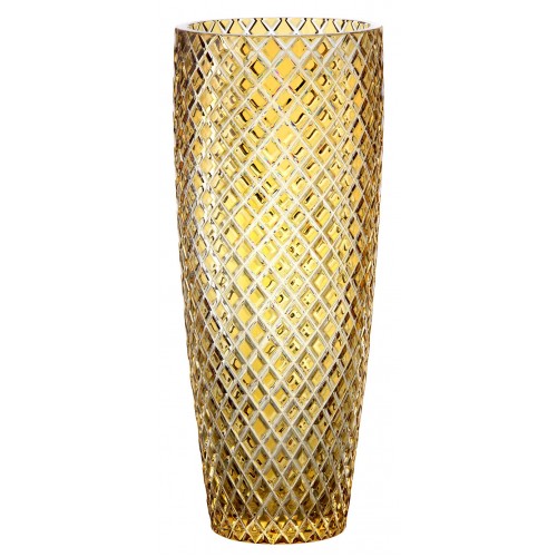 Crystal vase Karo, color amber, height 400 mm