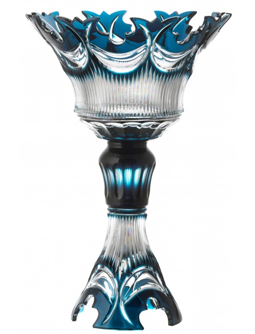 Crystal vase Diadem, color azure, height 455 mm