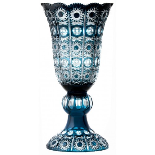 Crystal Vase Petra, color azure, height 430 mm