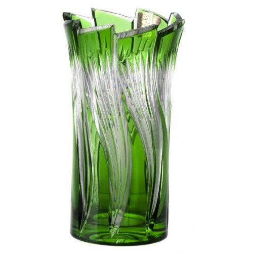 Crystal vase Romana, color green, height 200 mm