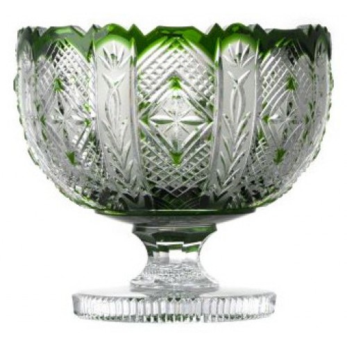 Crystal footed bowl Dorote, color green, diameter 260 mm
