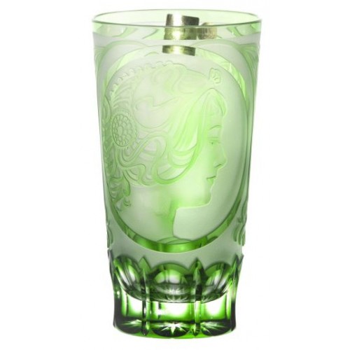 Crystal glass Mucha, color green, volume 320 ml