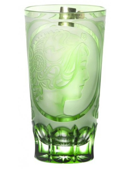 Crystal glass Mucha, color green, volume 320 ml