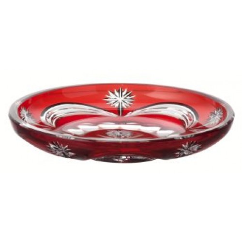 Crystal plate Festoonery, color ruby, diameter 180 mm