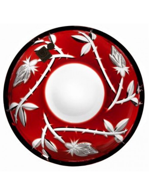 Crystal plate Rose, color ruby, diameter 180 mm