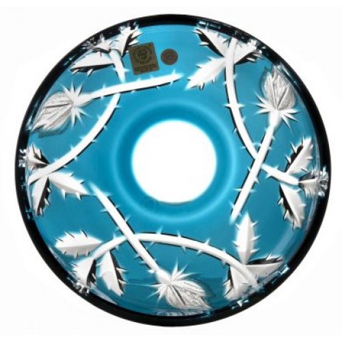 Crystal plate Rose, color azure, diameter 180 mm