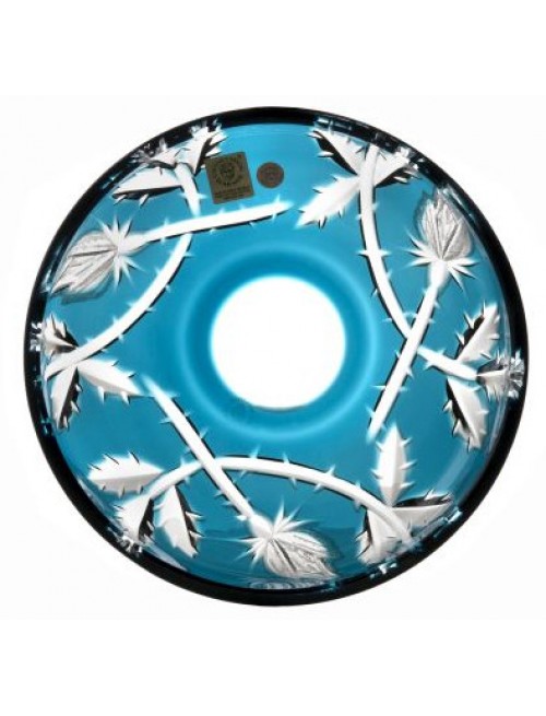 Crystal plate Rose, color azure, diameter 180 mm
