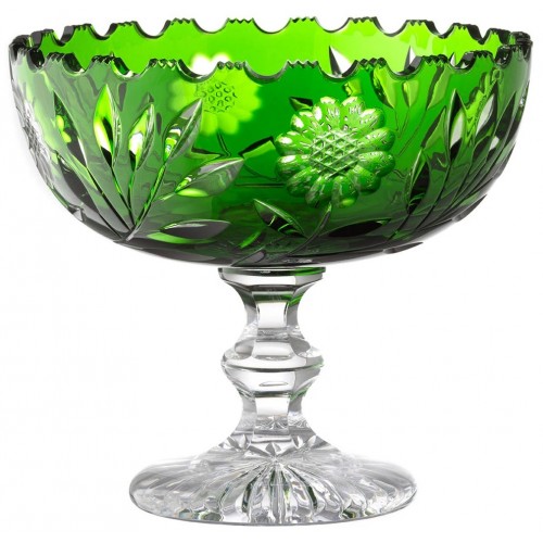 Crystal footed bowl Garden, color green, diameter 230 mm
