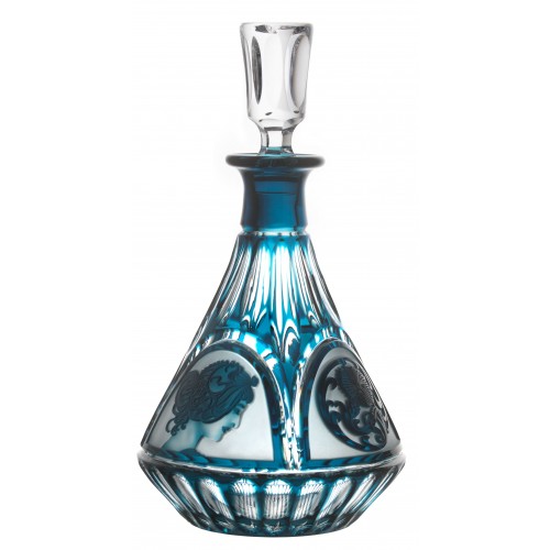 Crystal bottle Mucha, color azure, volume 1250 ml