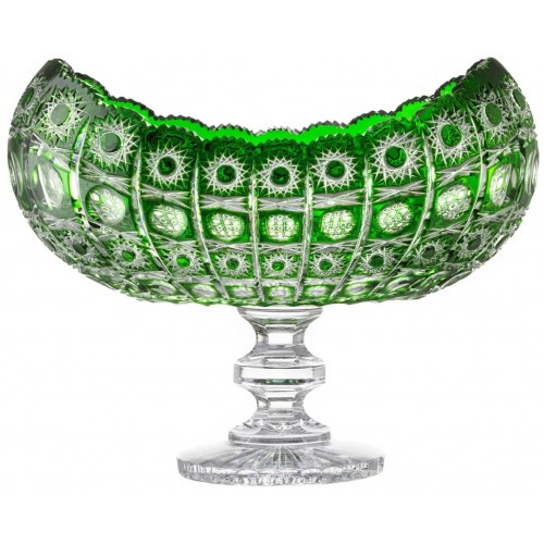 Crystal footed bowl Petra, color green, diameter 410 mm